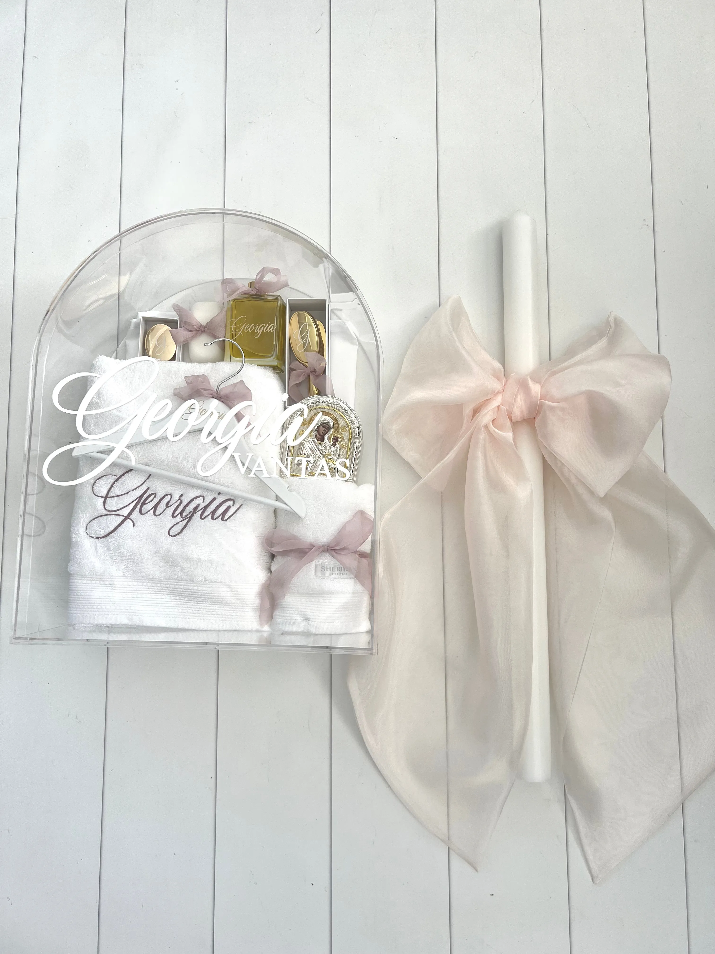 ARCH CLEAR ACRYLIC BOX - with acrylic personalisation