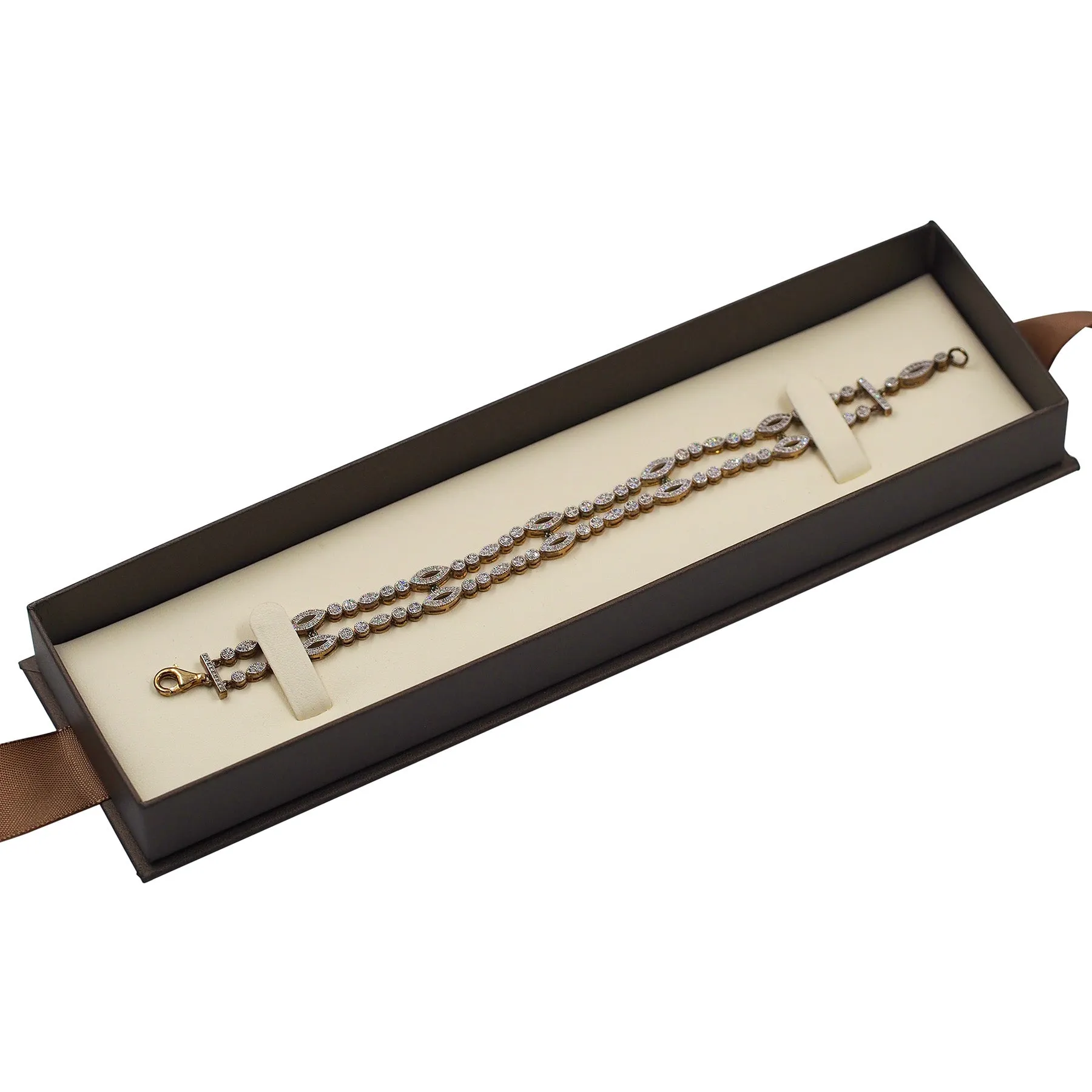 Brown Elegant Ribbon Box with Cream Insert