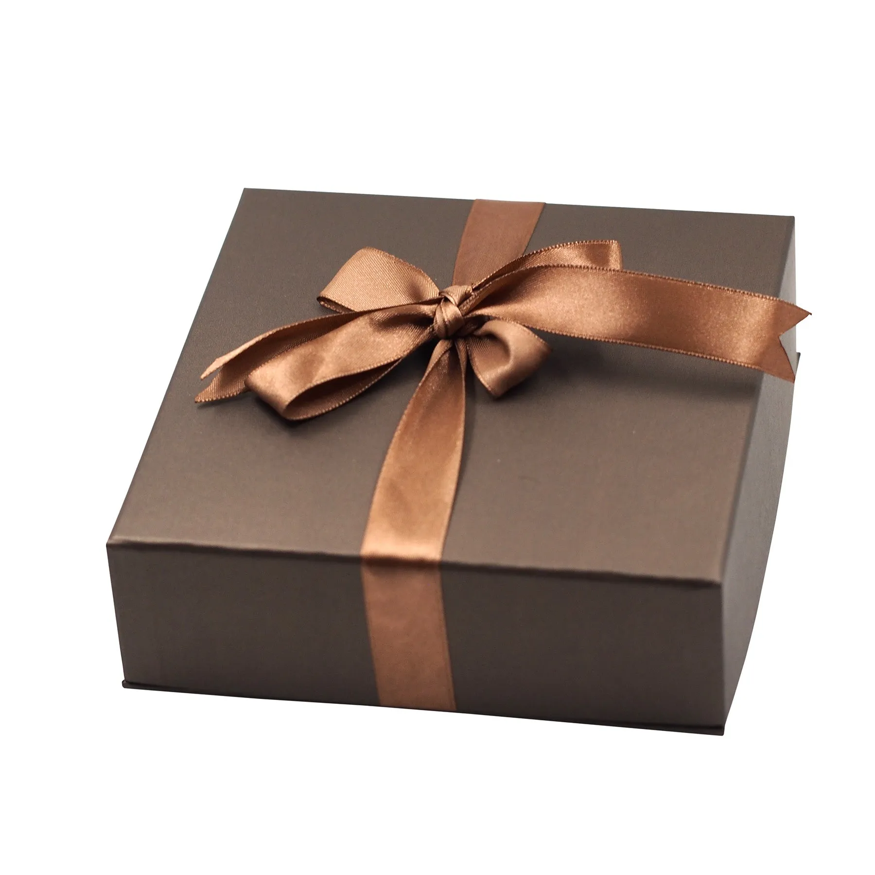 Brown Elegant Ribbon Box with Cream Insert