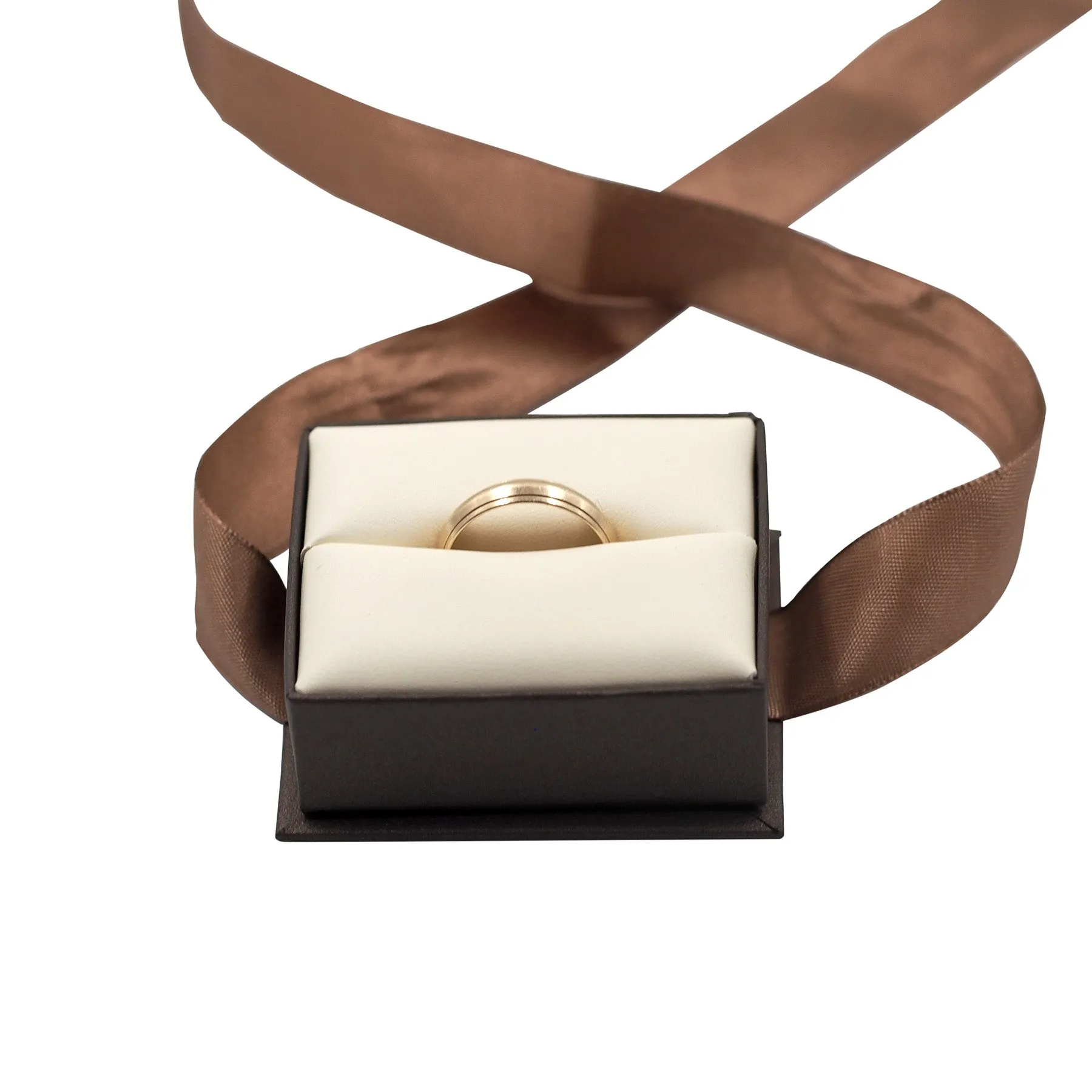 Brown Elegant Ribbon Box with Cream Insert
