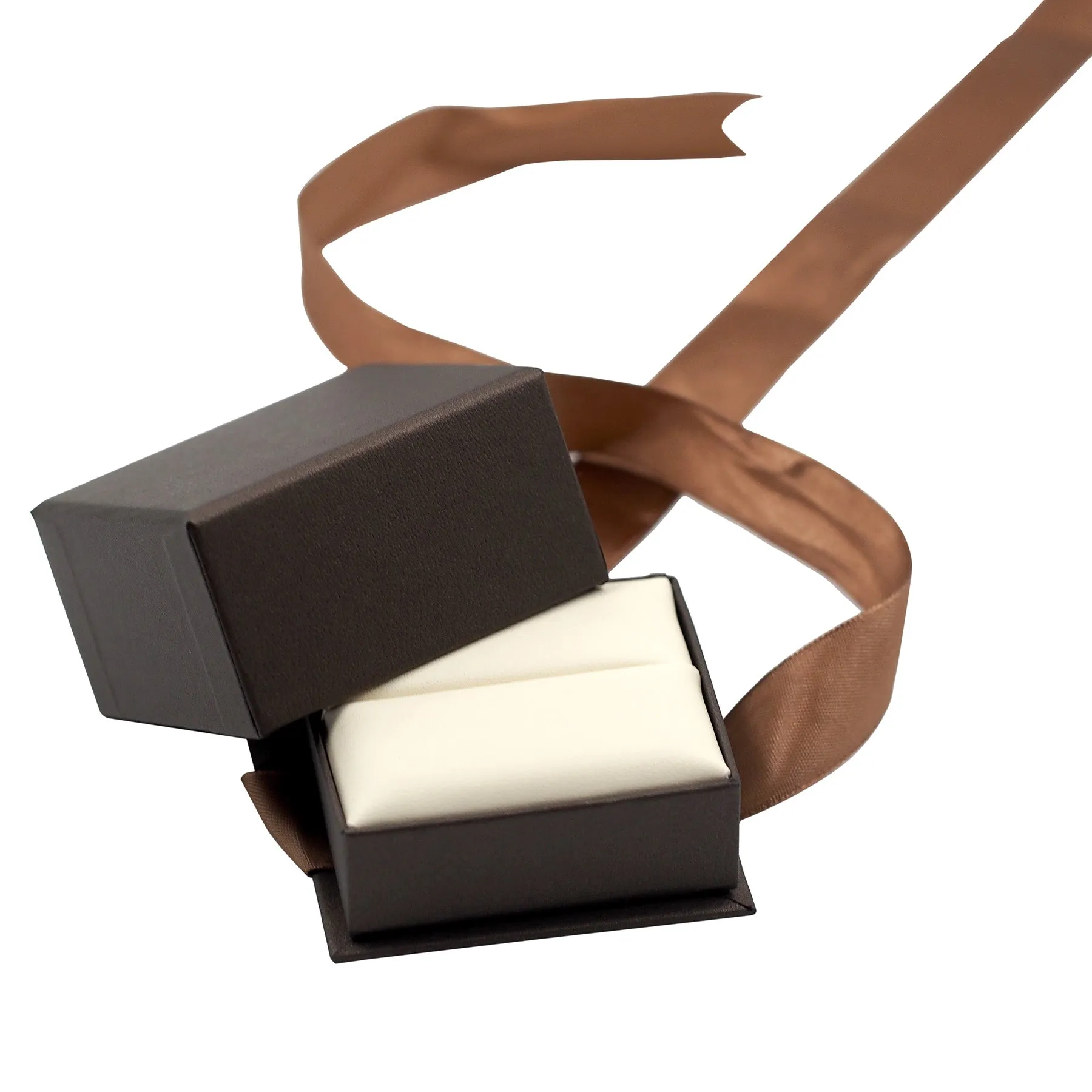 Brown Elegant Ribbon Box with Cream Insert