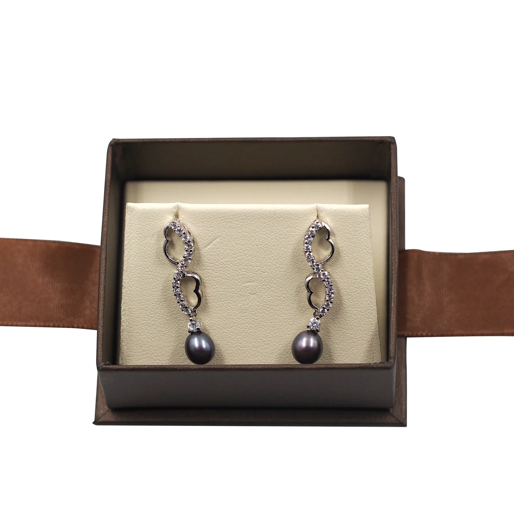 Brown Elegant Ribbon Box with Cream Insert