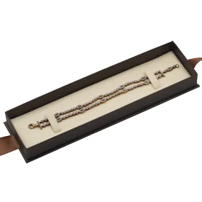 Brown Elegant Ribbon Box with Cream Insert