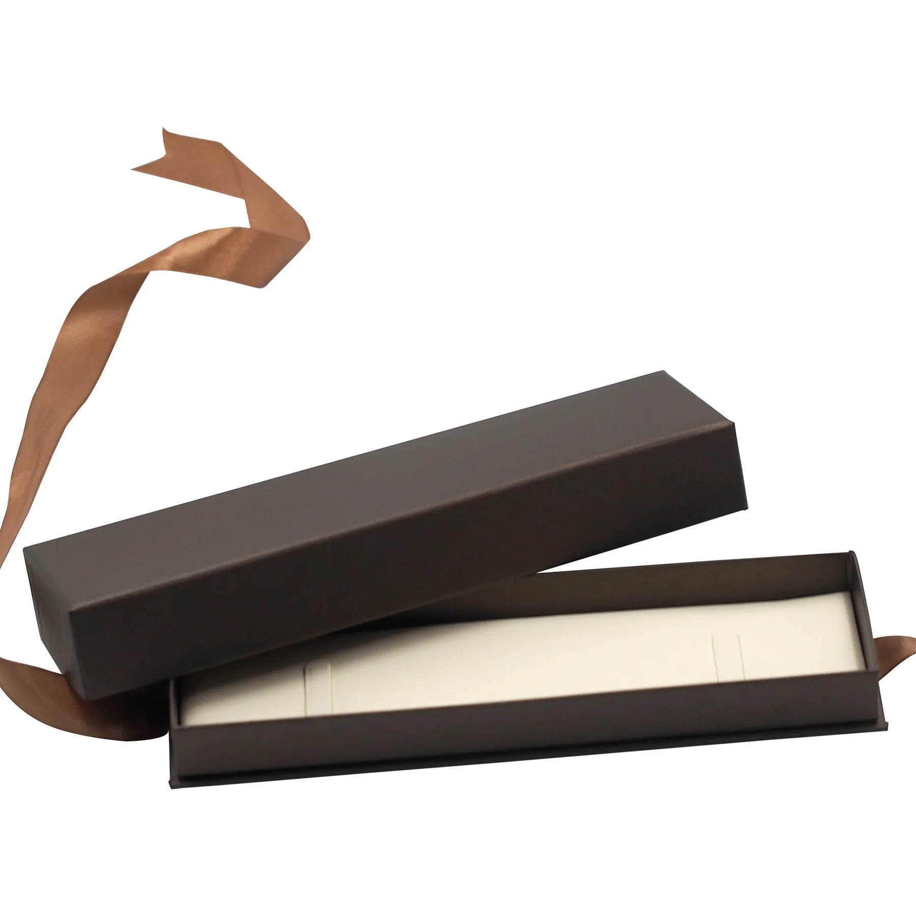 Brown Elegant Ribbon Box with Cream Insert