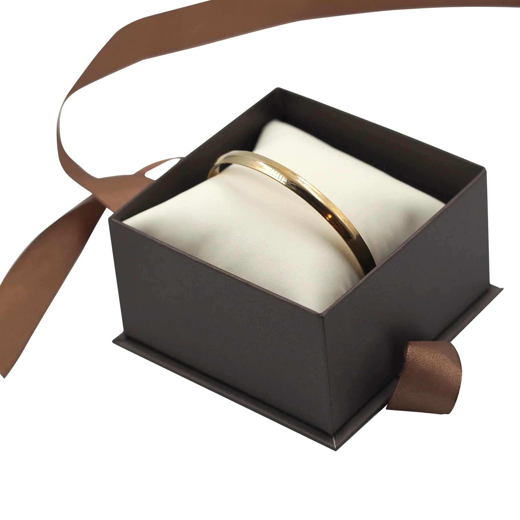 Brown Elegant Ribbon Box with Cream Insert