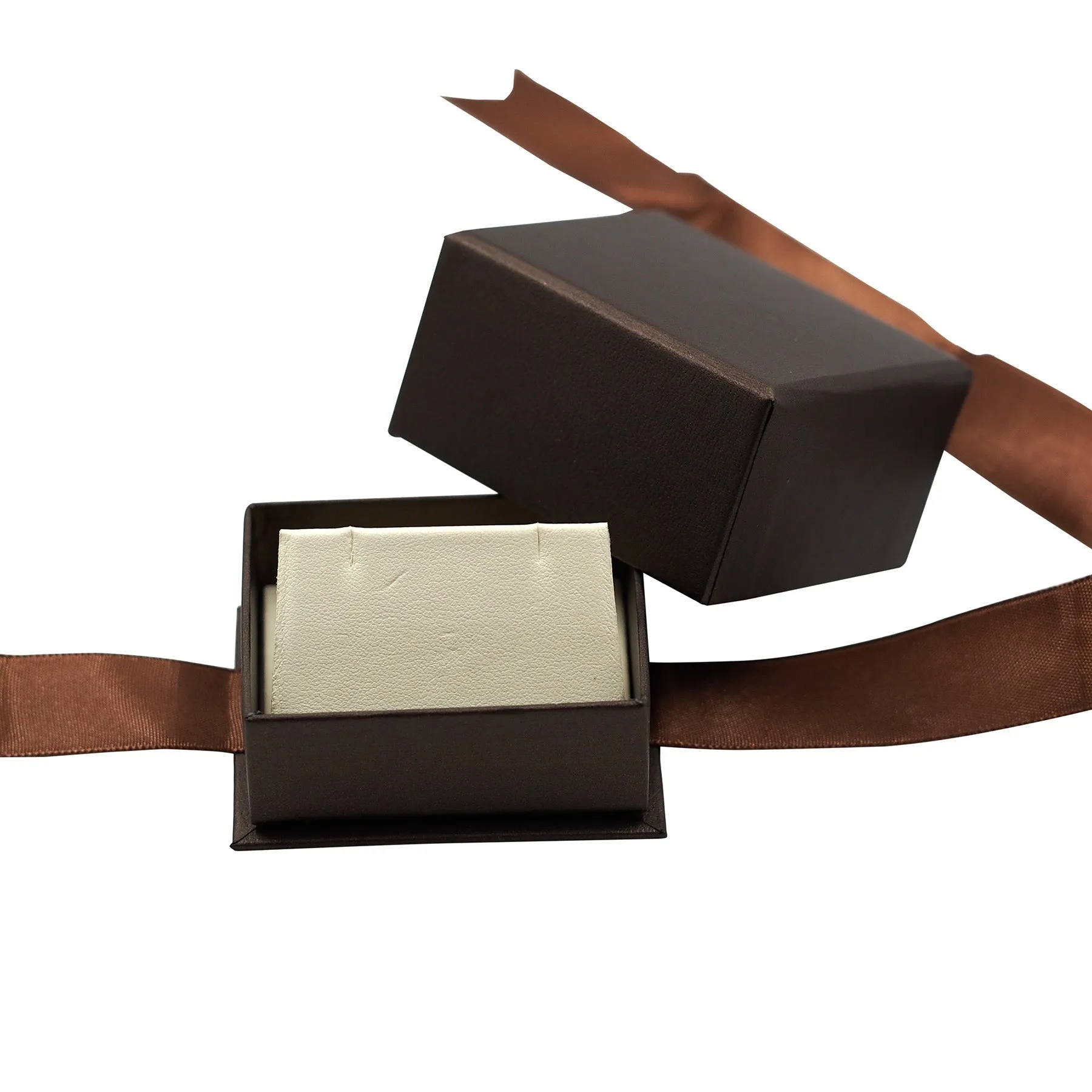 Brown Elegant Ribbon Box with Cream Insert
