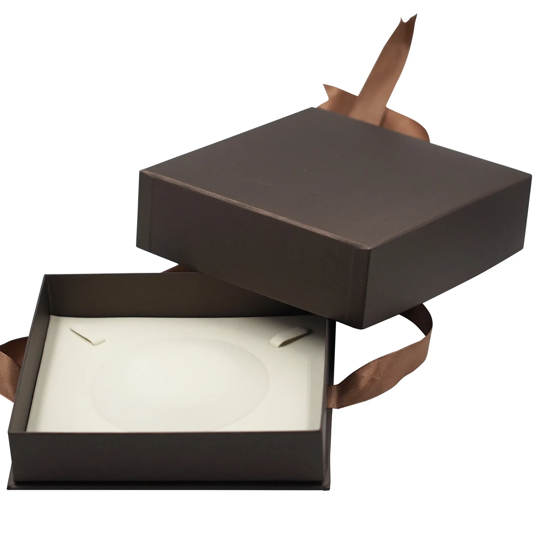 Brown Elegant Ribbon Box with Cream Insert