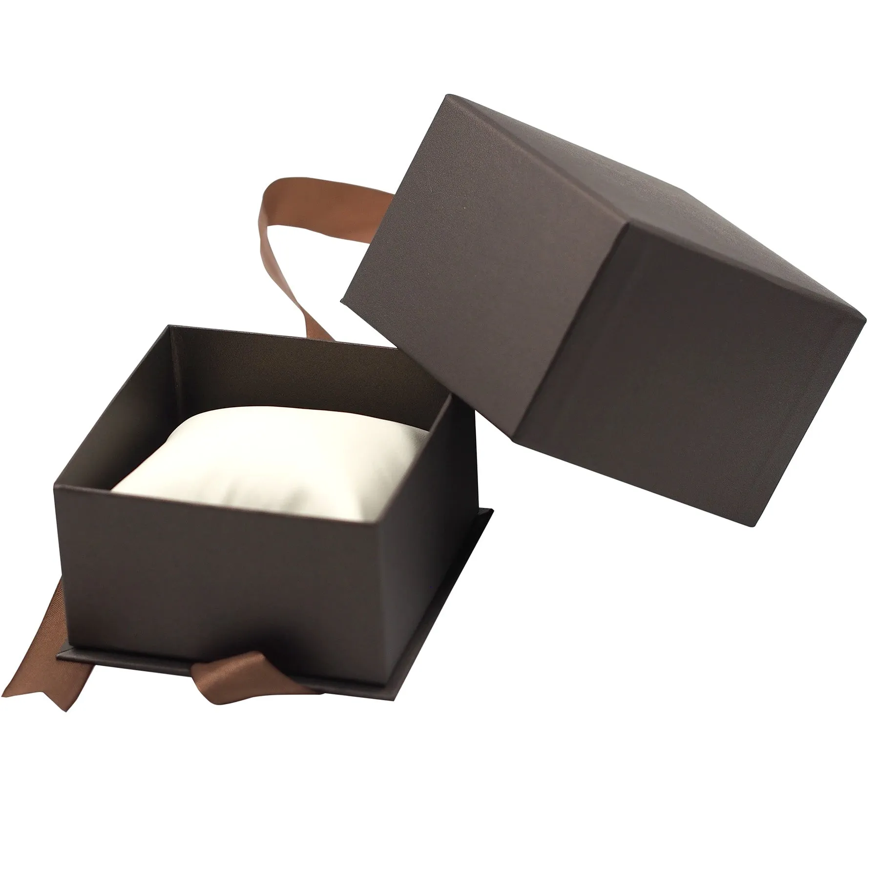 Brown Elegant Ribbon Box with Cream Insert