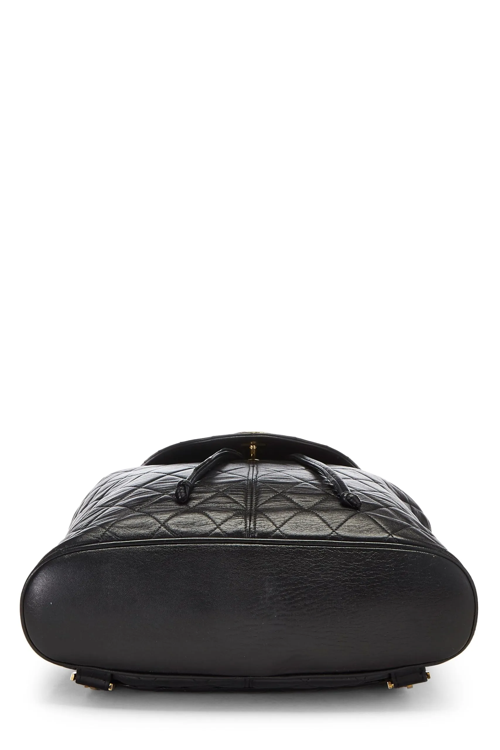 Chanel,  Black Quilted Lambskin Circle Lock Backpack Large, Black