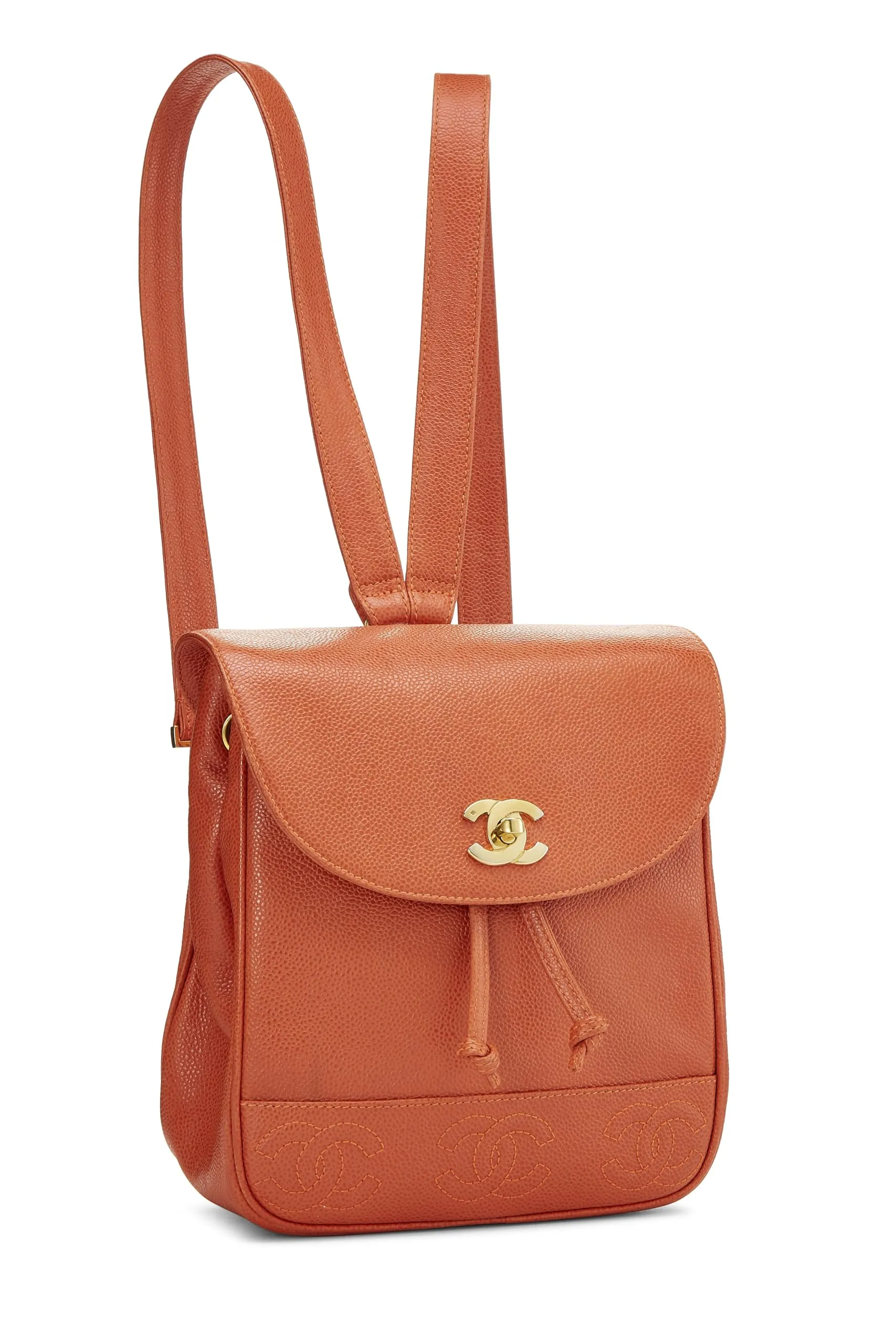 Chanel,  Orange Caviar 3 'CC' Backpack Small, Orange