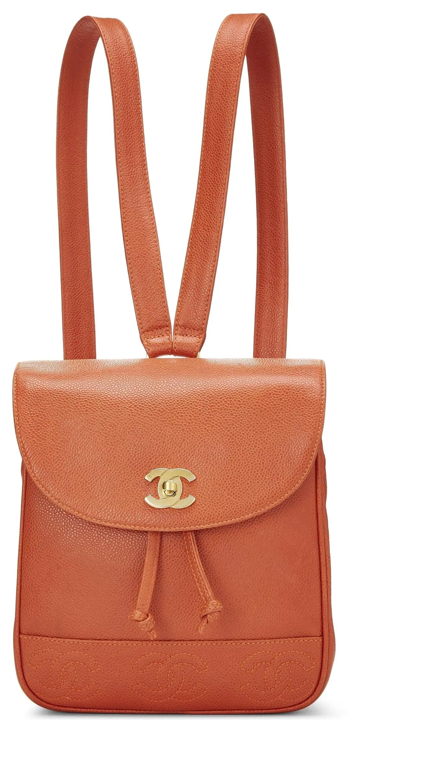 Chanel,  Orange Caviar 3 'CC' Backpack Small, Orange