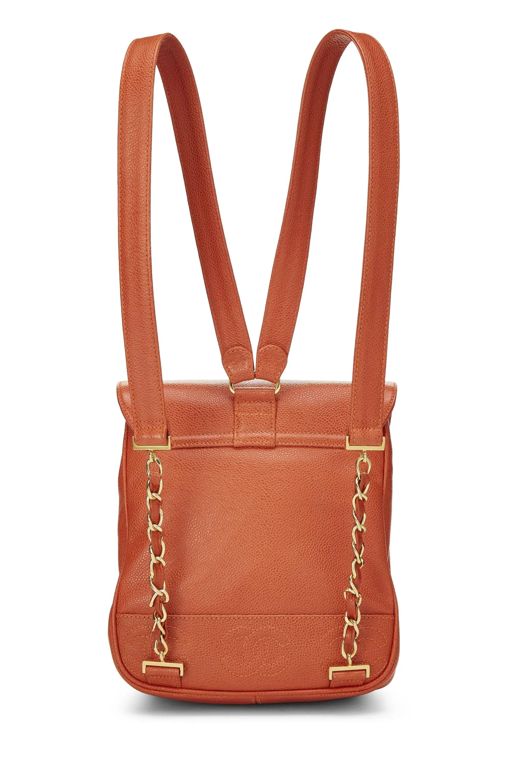 Chanel,  Orange Caviar 3 'CC' Backpack Small, Orange