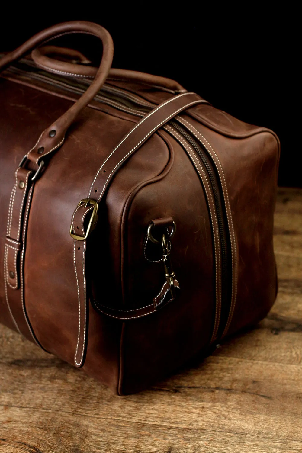 Chitral Brown Leather Overnight Bag