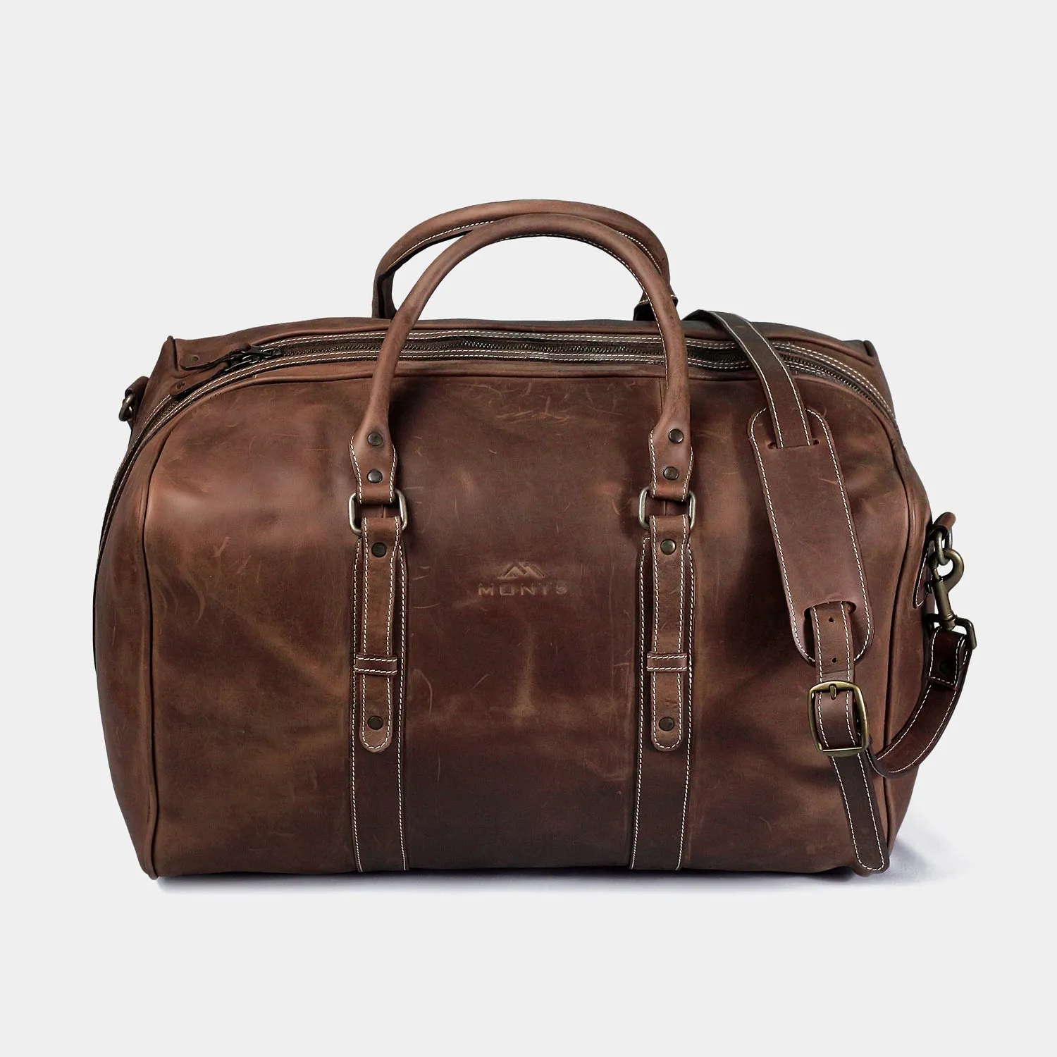 Chitral Brown Leather Overnight Bag