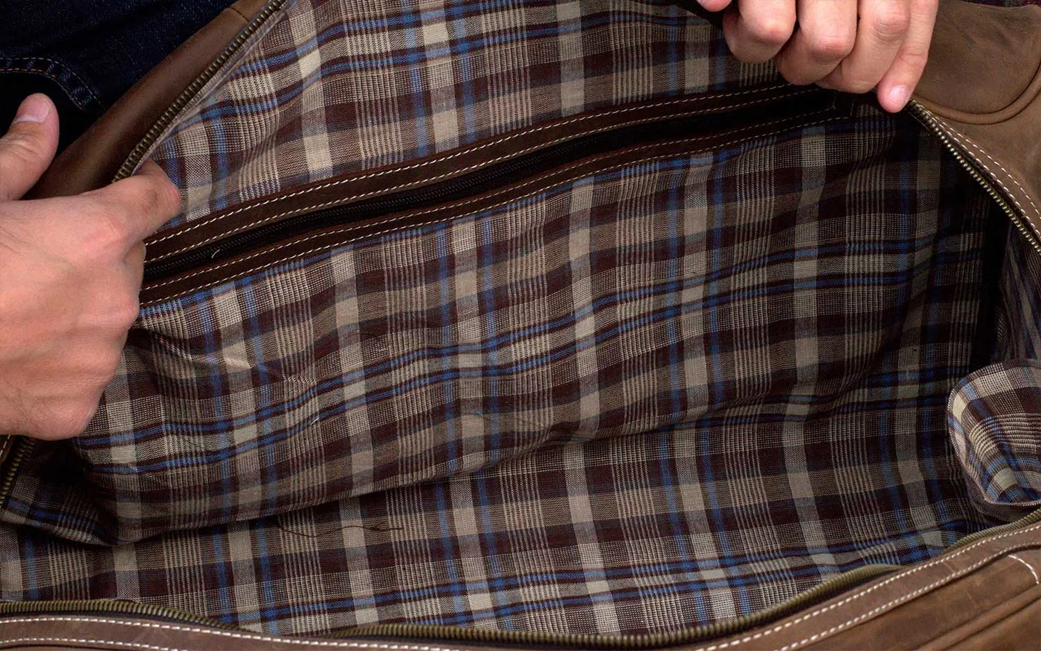 Chitral Brown Leather Overnight Bag
