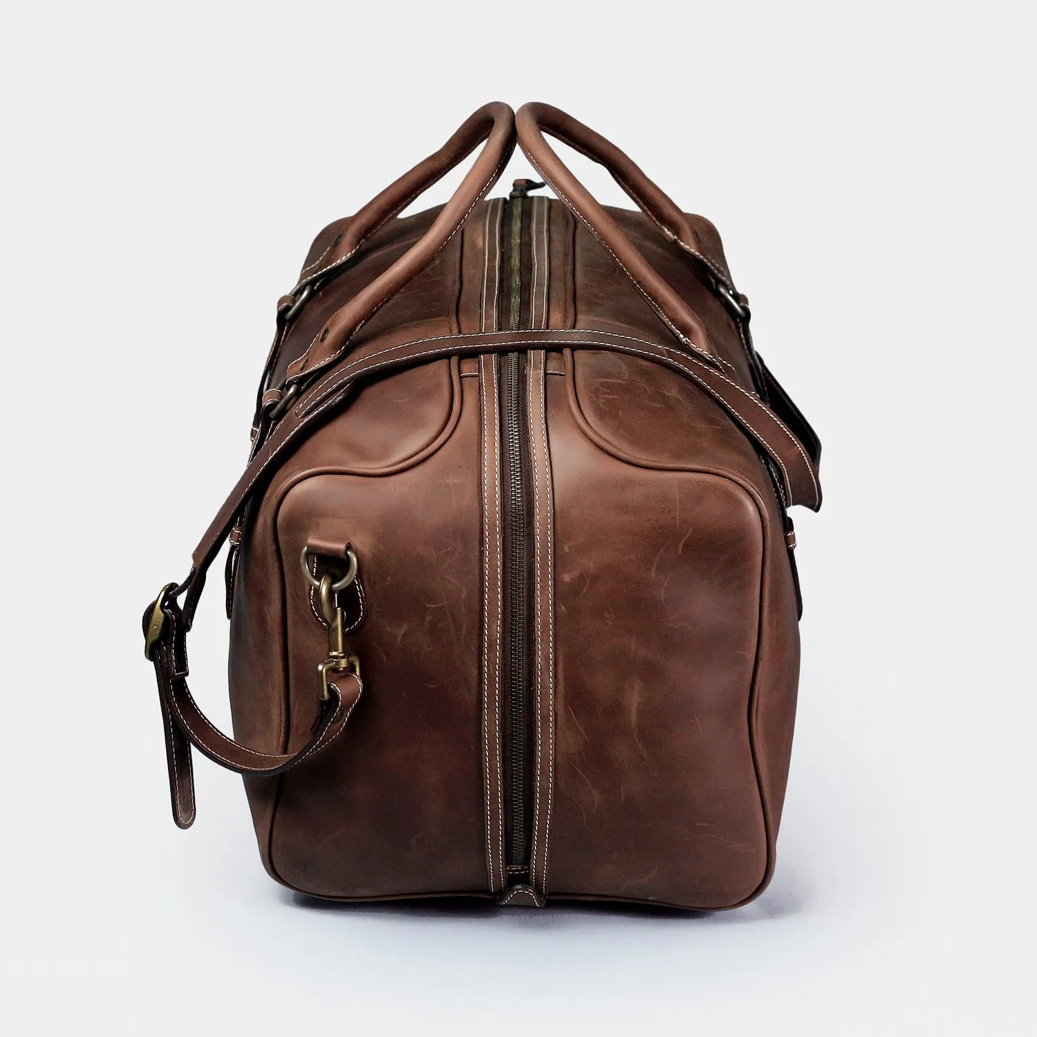 Chitral Brown Leather Overnight Bag
