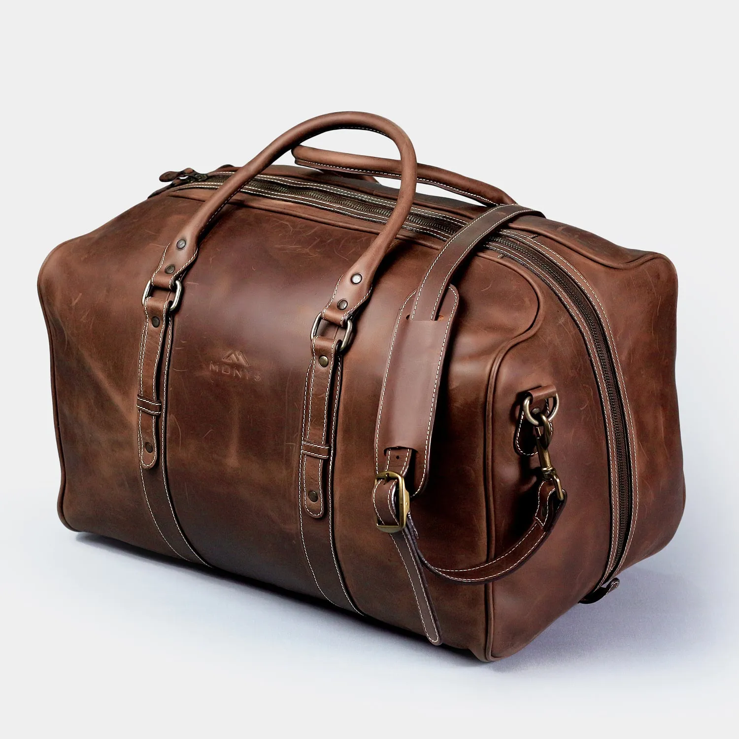 Chitral Brown Leather Overnight Bag