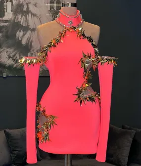 Everly  Long Sleeves Beautiful Pink  Evening Dress