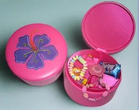 Faux Leather Round Jewellery Box
