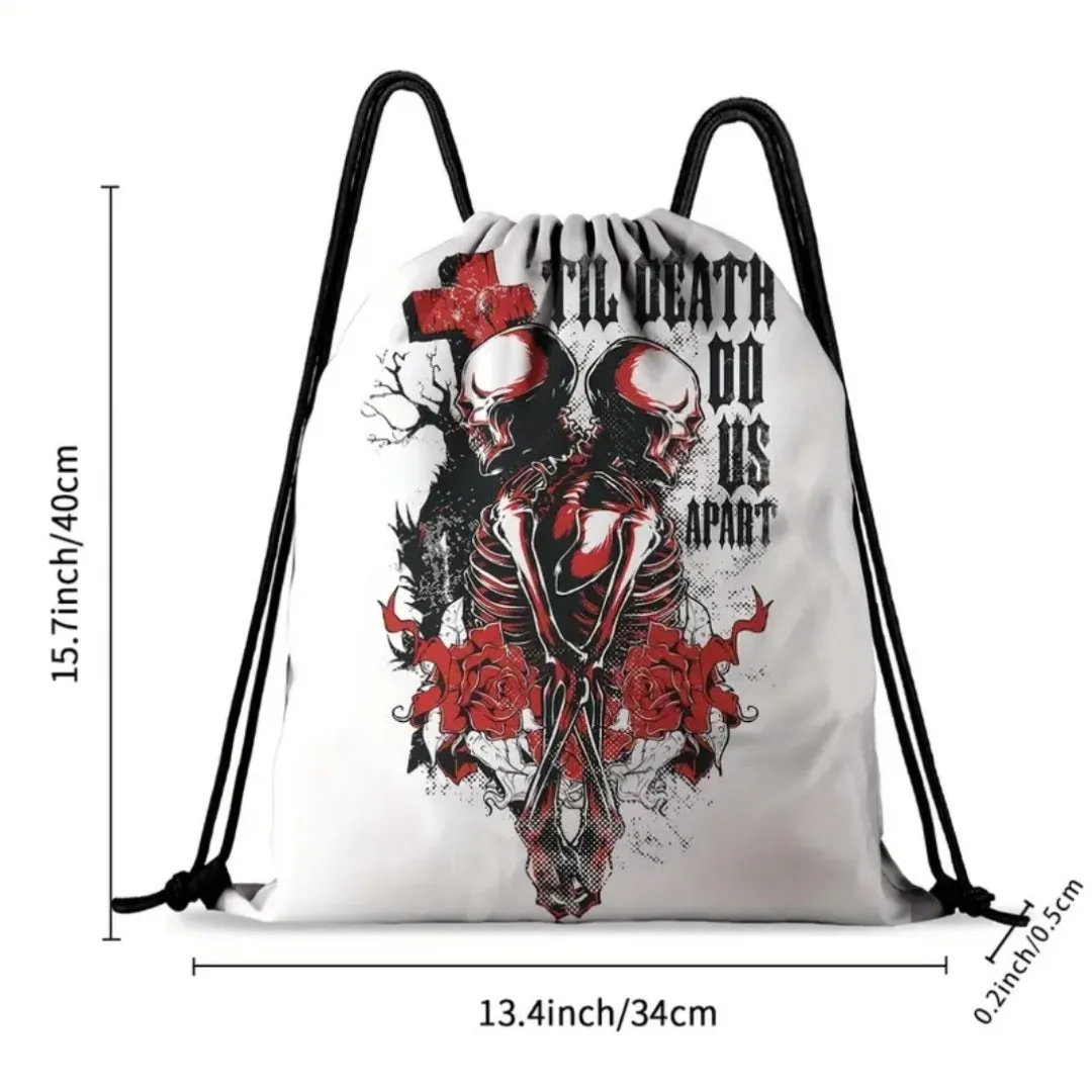 Gothic Love Theme Drawstring Backpack