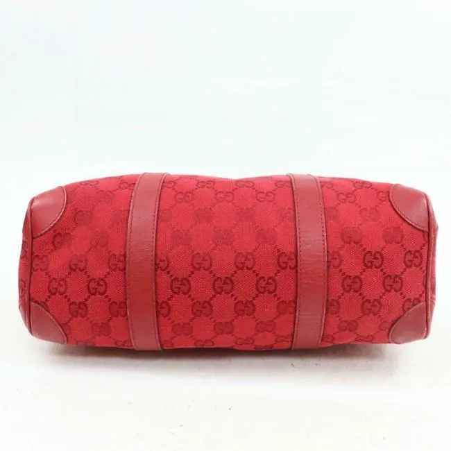 Gucci Boston Red Guccissima Printchrome Leather Satchel