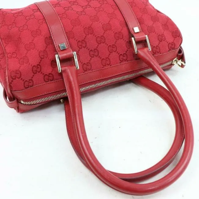 Gucci Boston Red Guccissima Printchrome Leather Satchel