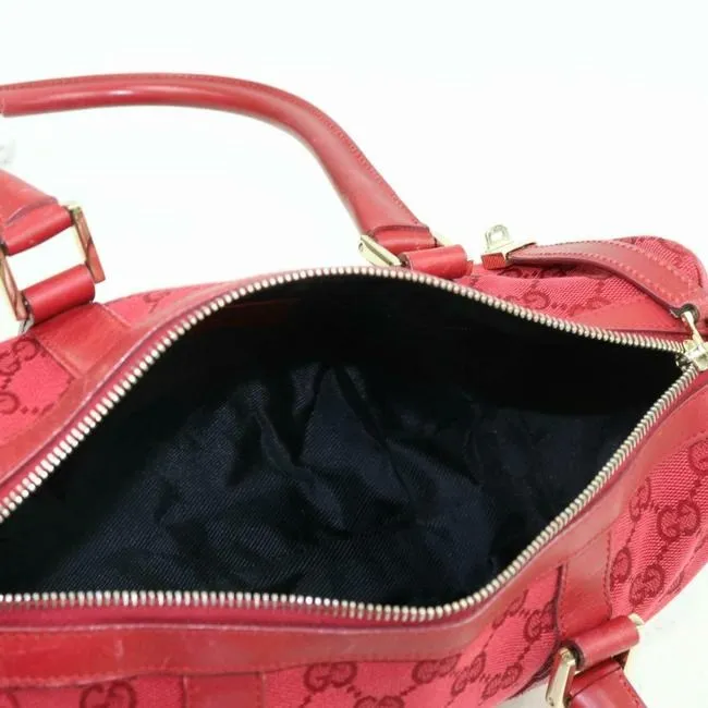 Gucci Boston Red Guccissima Printchrome Leather Satchel
