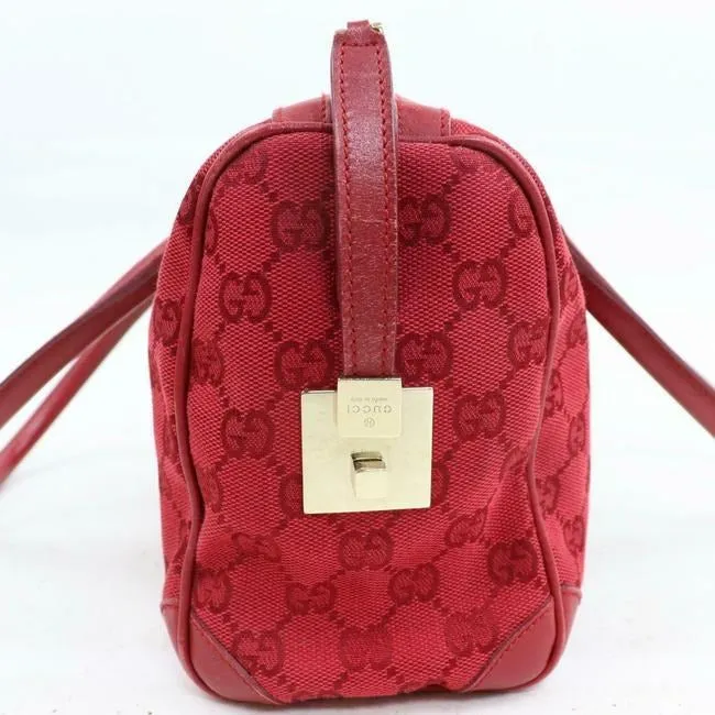 Gucci Boston Red Guccissima Printchrome Leather Satchel