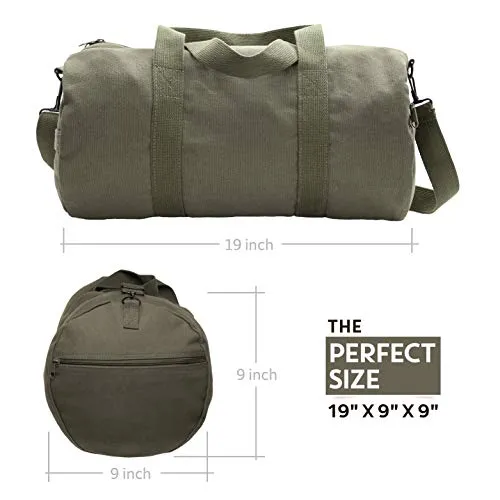 Jeep An American Tredition Army Sport Heavyweight Canvas Duffel Bag in Olive & White, Medium