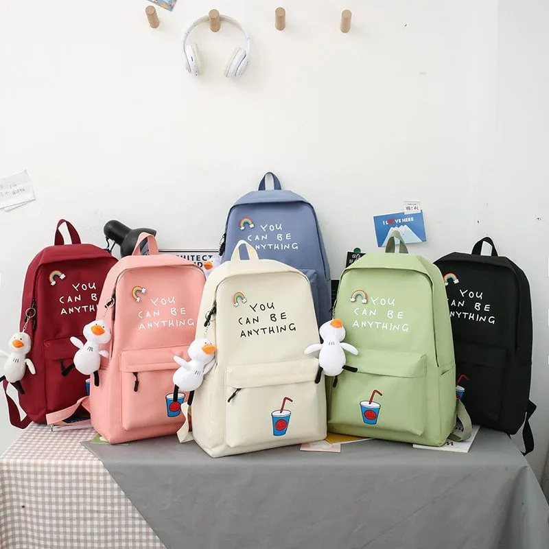 Kawaii Cartoon Nylon Large Backpack Set
