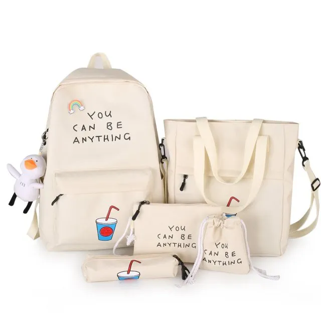 Kawaii Cartoon Nylon Large Backpack Set