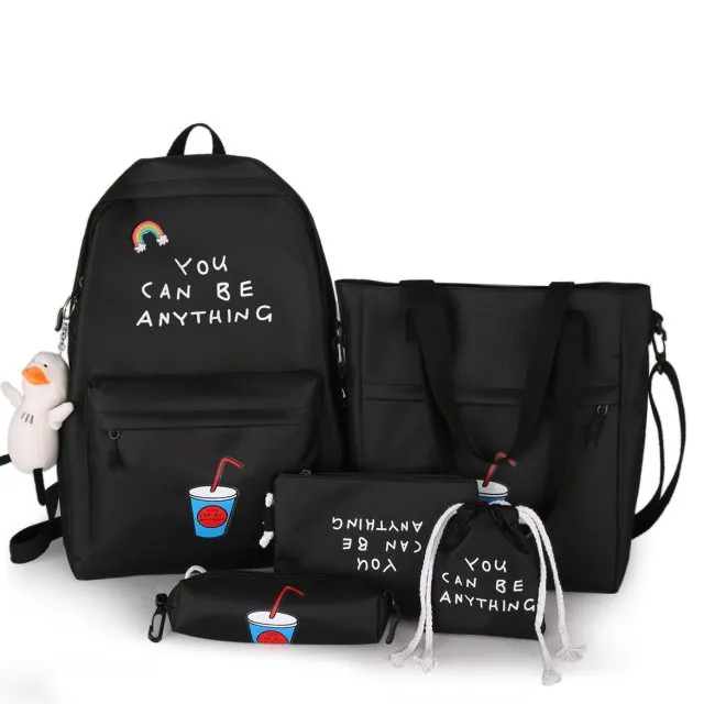 Kawaii Cartoon Nylon Large Backpack Set