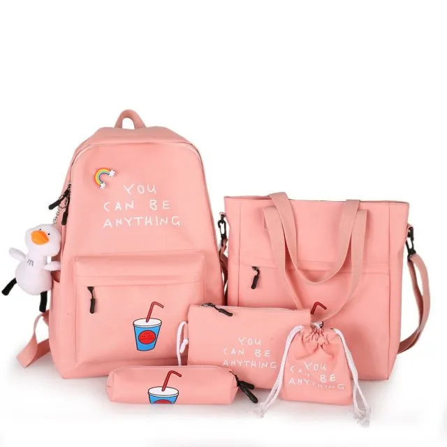 Kawaii Cartoon Nylon Large Backpack Set