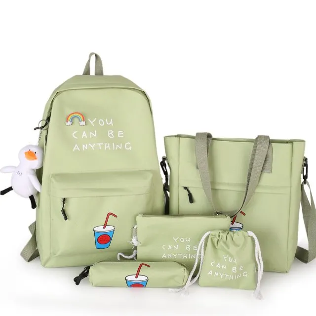 Kawaii Cartoon Nylon Large Backpack Set