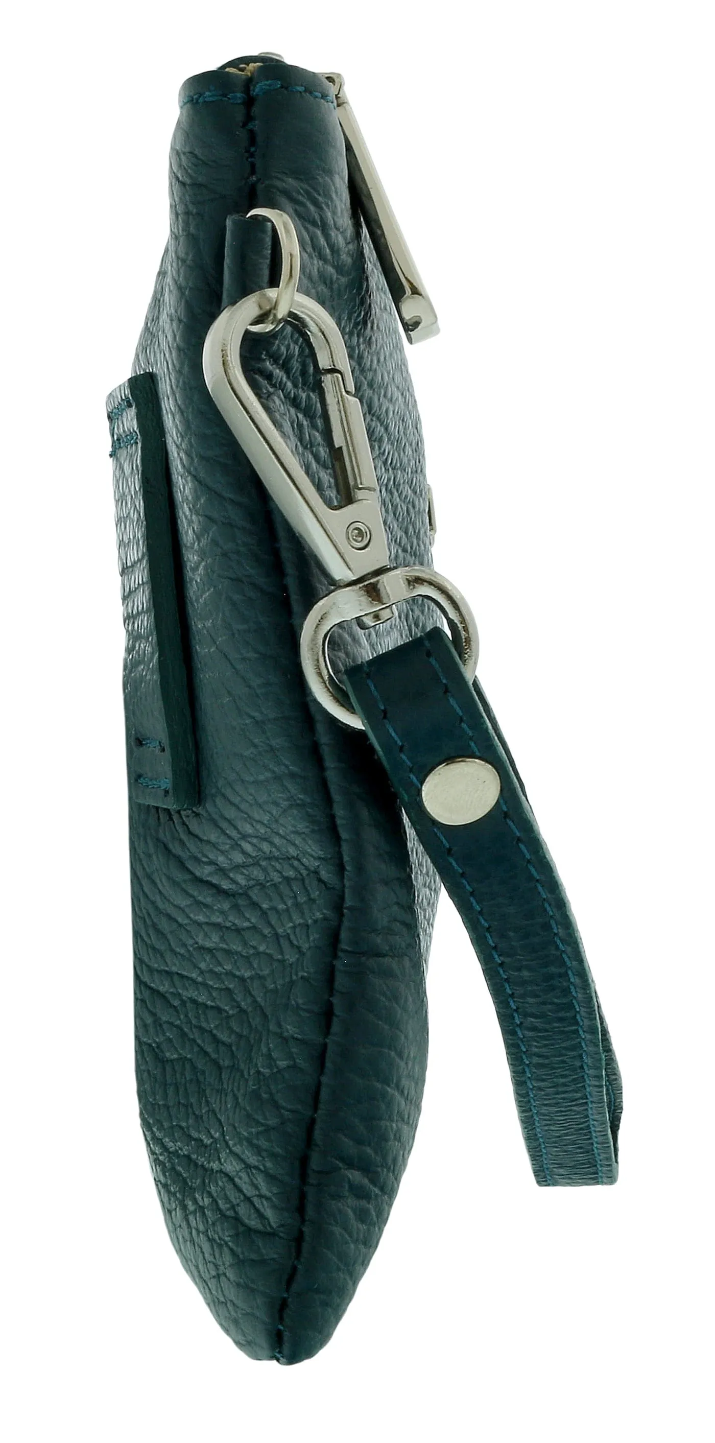 Pierre Cardin Teal Leather Small Slouchy Fashion Pouch Clutch
