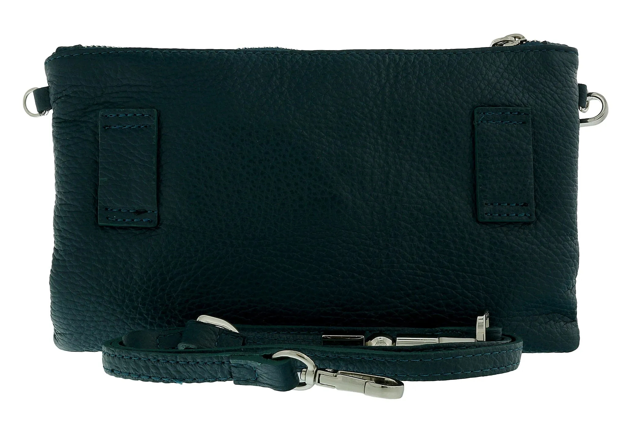 Pierre Cardin Teal Leather Small Slouchy Fashion Pouch Clutch