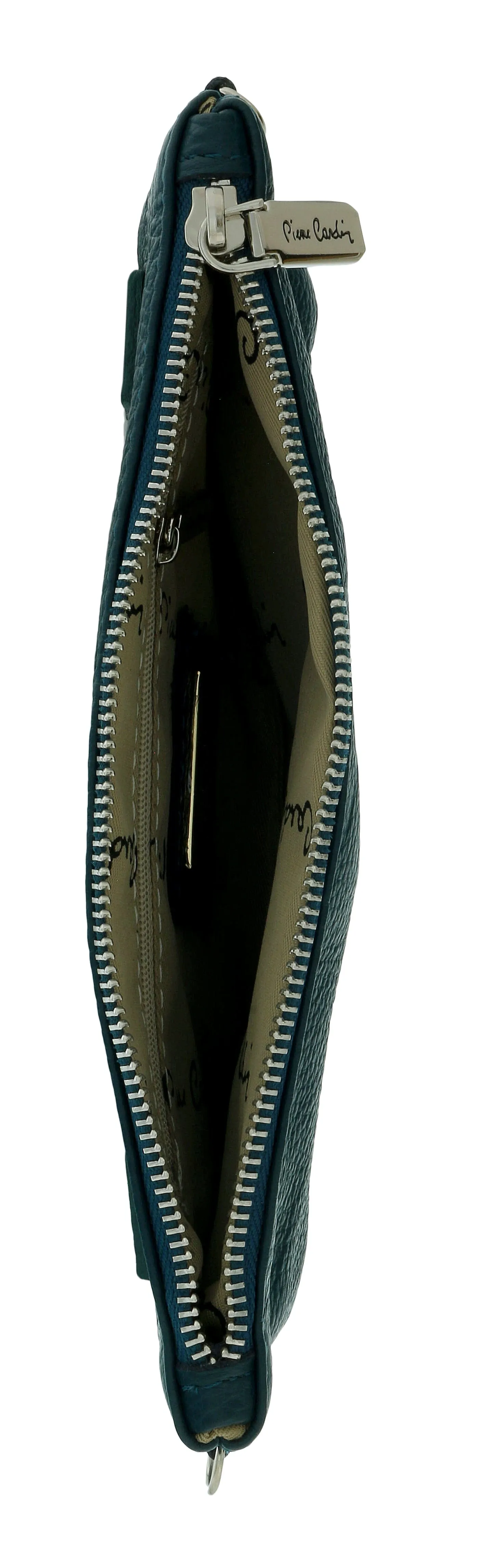 Pierre Cardin Teal Leather Small Slouchy Fashion Pouch Clutch