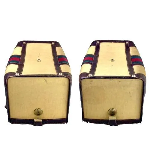 RARE, early Gucci, tan/light yellow coated canvas & brown leather, XXL doctor's satchel/Boston bag/overnight/weekend bag, with a lock & key