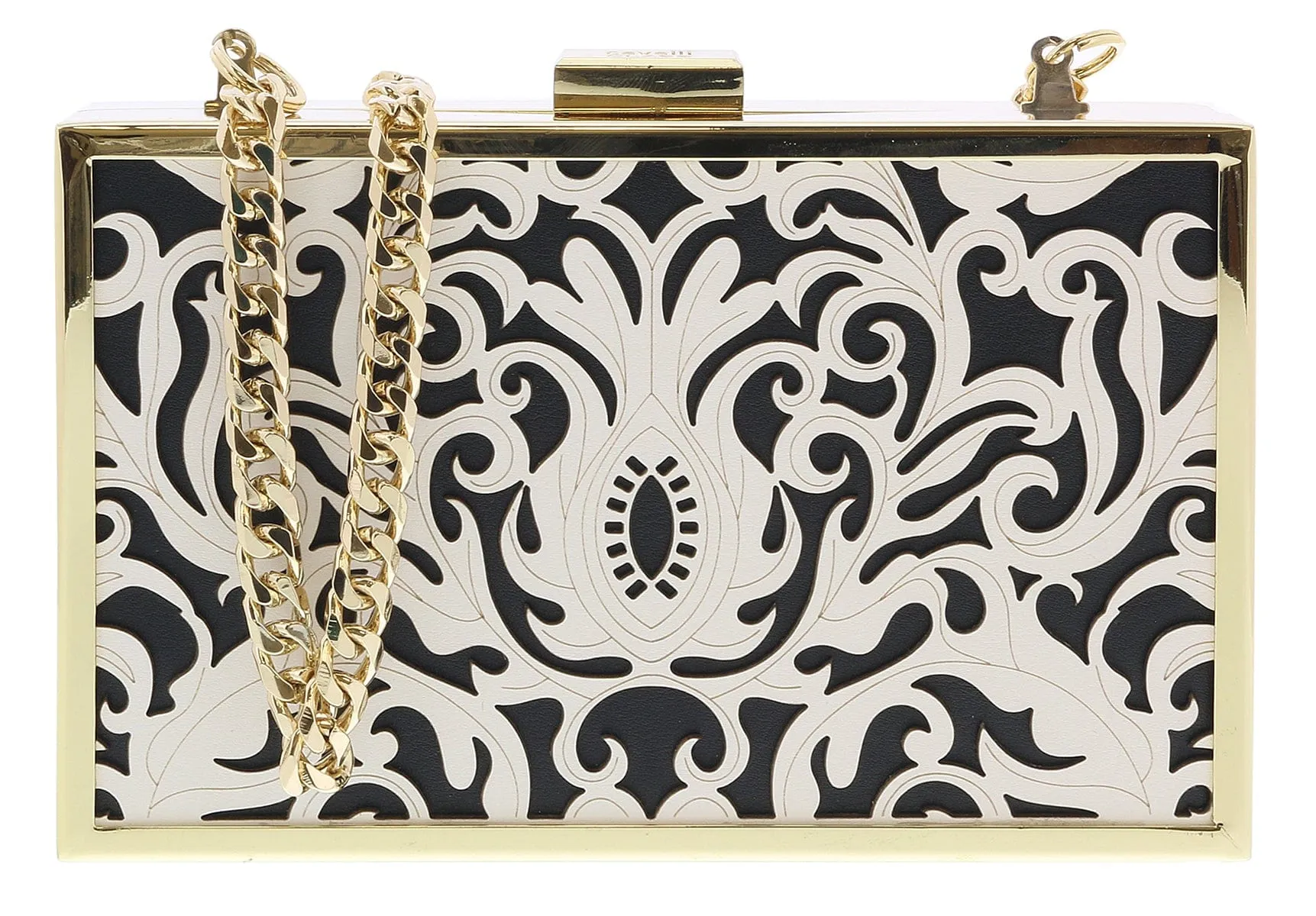 Roberto Cavalli HXLPD1 B01 Black/White Box Clutch