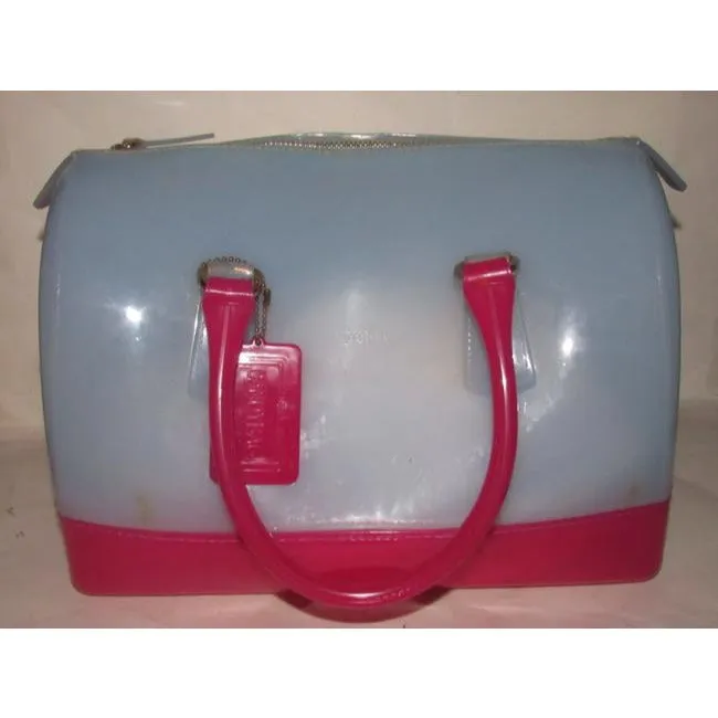 SALE! Furla 'Candy' Blue & Hot Pink Jelly Plastic XL Satchel