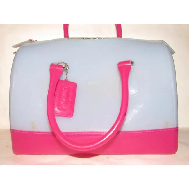 SALE! Furla 'Candy' Blue & Hot Pink Jelly Plastic XL Satchel