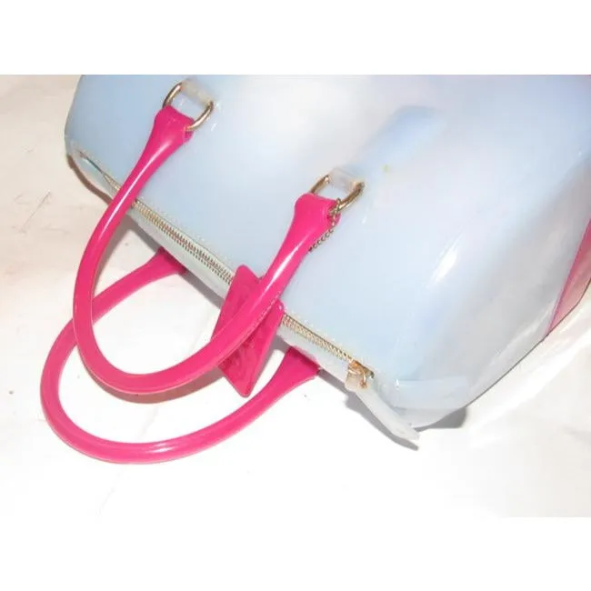 SALE! Furla 'Candy' Blue & Hot Pink Jelly Plastic XL Satchel