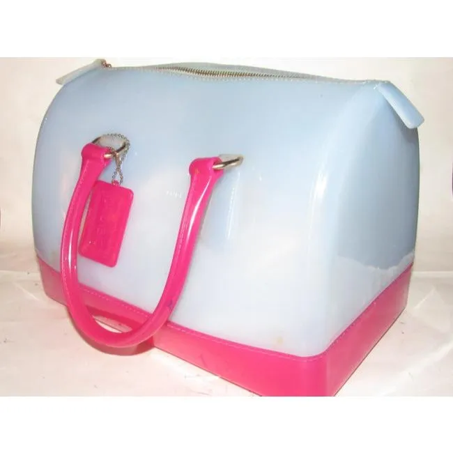 SALE! Furla 'Candy' Blue & Hot Pink Jelly Plastic XL Satchel