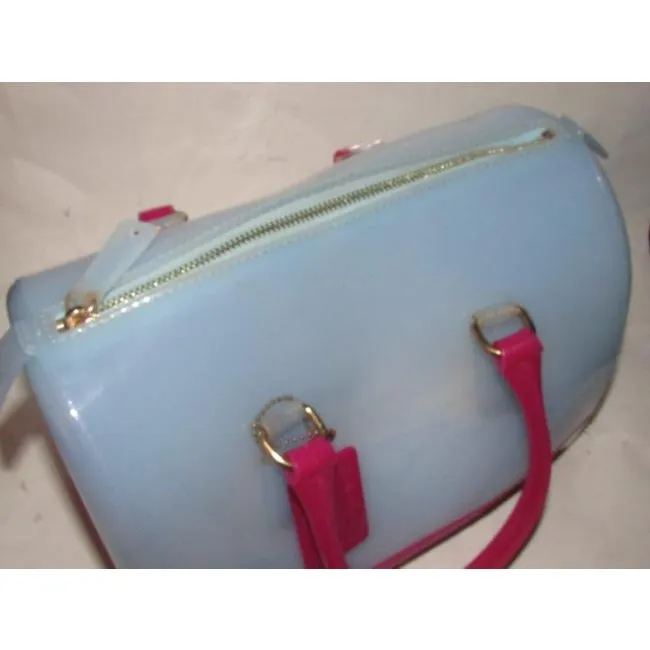 SALE! Furla 'Candy' Blue & Hot Pink Jelly Plastic XL Satchel