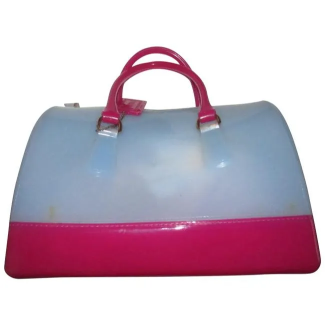 SALE! Furla 'Candy' Blue & Hot Pink Jelly Plastic XL Satchel