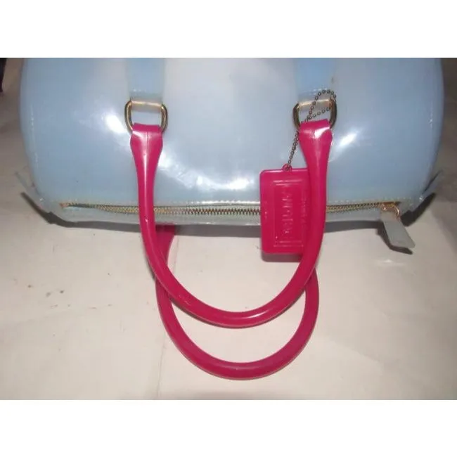 SALE! Furla 'Candy' Blue & Hot Pink Jelly Plastic XL Satchel