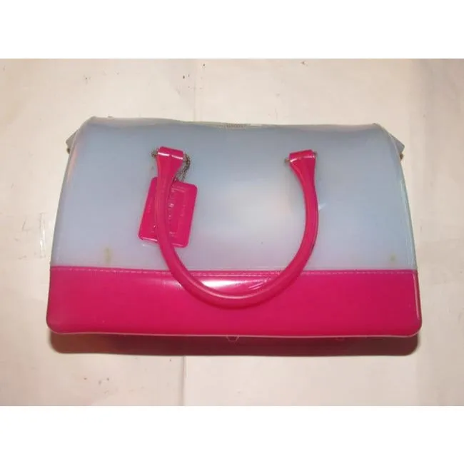 SALE! Furla 'Candy' Blue & Hot Pink Jelly Plastic XL Satchel