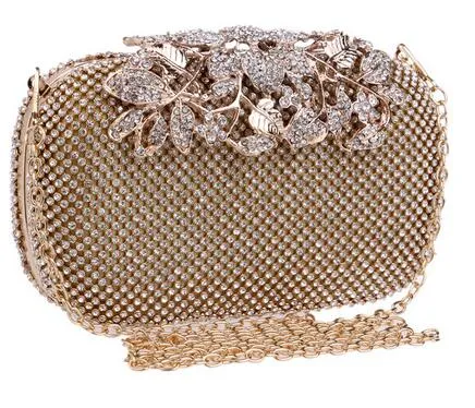 SEKUSA Flower Crystal Evening Bag Clutch Bags Clutches  Wedding Purse Rhinestones Wedding Handbags Silver/Gold/Black Evening Bag
