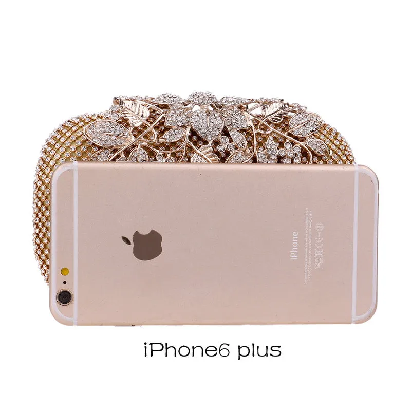 SEKUSA Flower Crystal Evening Bag Clutch Bags Clutches  Wedding Purse Rhinestones Wedding Handbags Silver/Gold/Black Evening Bag