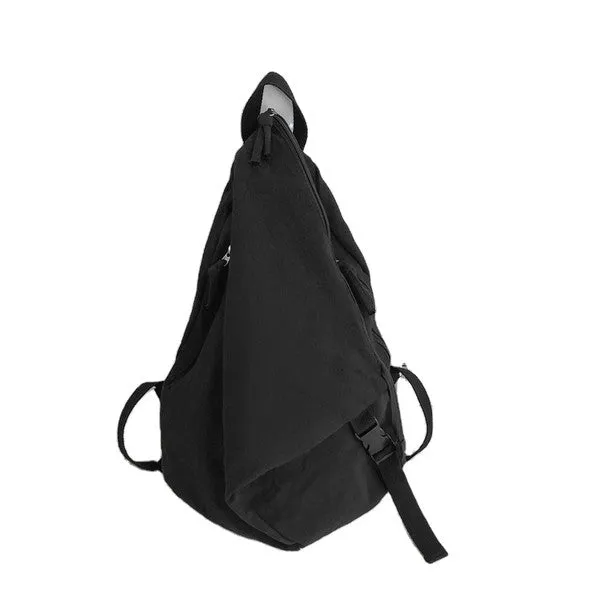 Stylish Asymmetric Canvas Fold-Over Backpack with Adjustable Straps